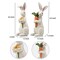 Newman House Studio Easter-Decorations Bunny-Decor Spring-Figurines Table-Centerpiece - 2PC Spring Decorations Resin Rabbits with Carrot and Flower Tabletop Ornaments for Home Farmhouse 4.5H inch